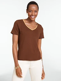 Beaded V-Neck Tee