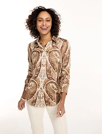 Soft Satin Charmeuse Shirt - Ravishing Paisley