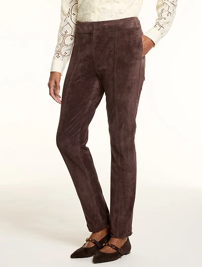 Faux Suede Slim Ankle Pants