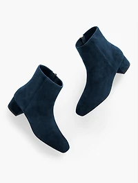 Perla Suede Block Heel Ankle Boots