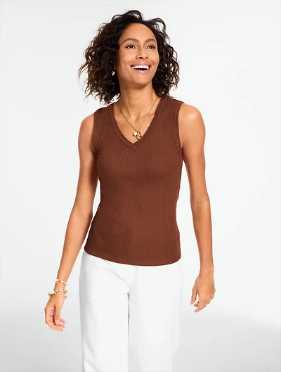 Crochet Trim Ribbed Tank