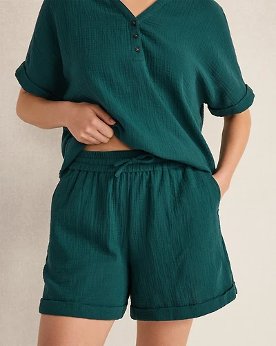 Organic Cotton Gauze Drawstring Shorts