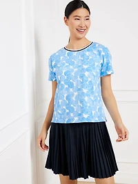 Piqué Boxy Crewneck Tee - Tennis Toss