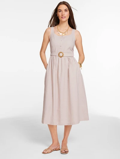 Sleeveless Linen Blend Fit & Flare Dress