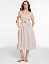 Sleeveless Linen Blend Fit & Flare Dress