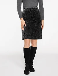 Velveteen A-Line Skirt - Swirly Leopard