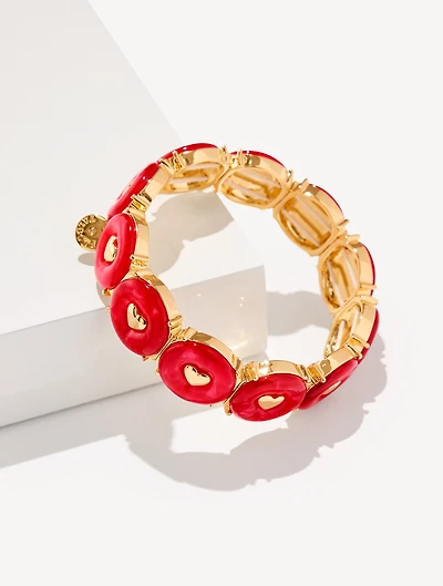 Red Velvet Heart Stretch Bracelet