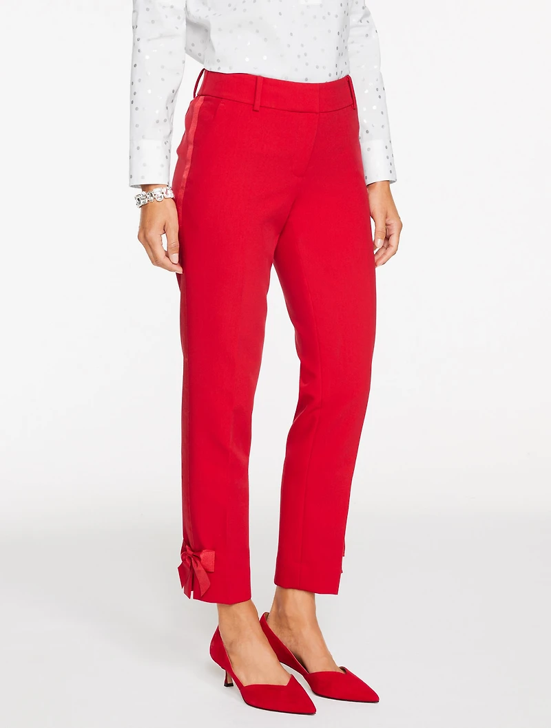 Talbots Hampshire Lightweight Double Cloth Straight Ankle Pants - Bow