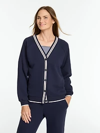 Cozy Fleece Varsity Cardigan