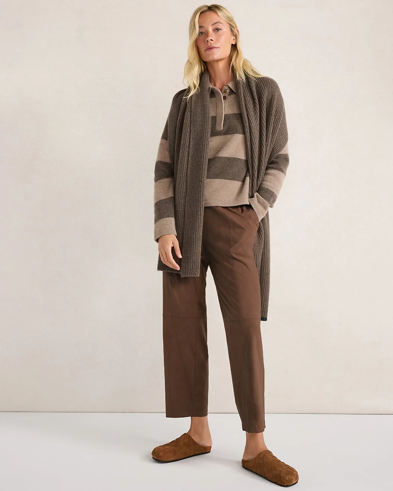 Faux Suede Seamed Pants