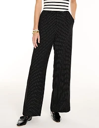 Polished Crepe Wide Leg Pull-On Pants - Micro Dots