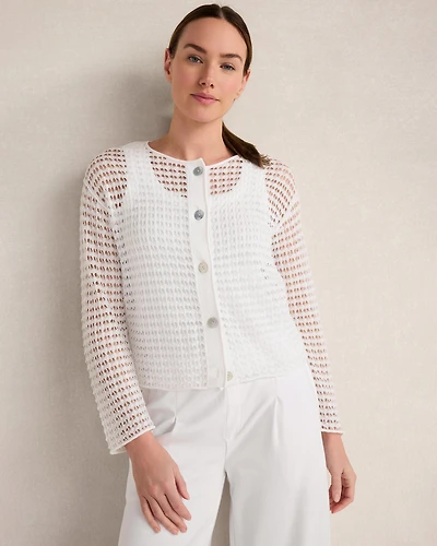 Organic Cotton Pointelle Cardigan
