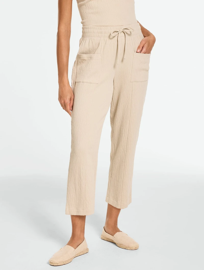 Crinkle Gauze Straight Leg Pants