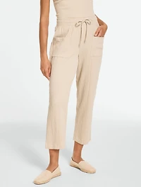 Crinkle Gauze Straight Leg Pants
