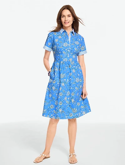 Modern Poplin Shirtdress -  Vibrant Floral