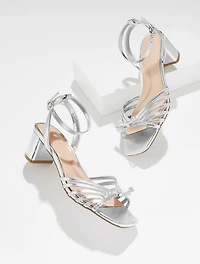 Lily Strappy Metallic Nappa Block Heel Sandals