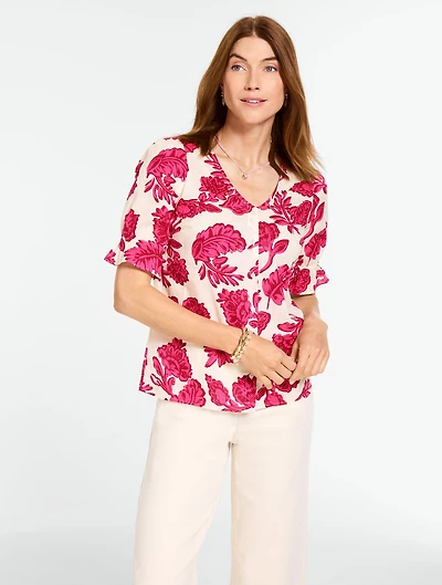 Voile Ruffle Top - Shadow Floral