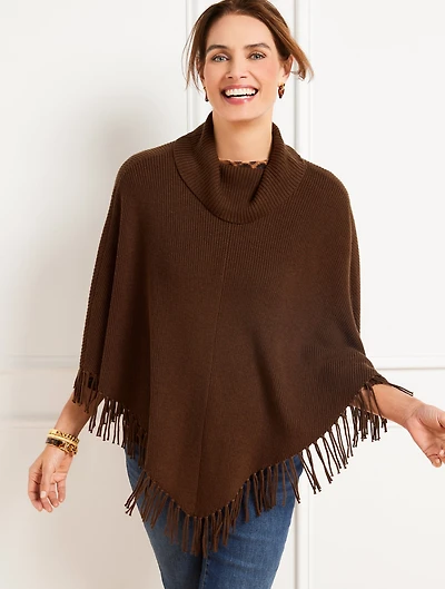 Plus Exclusive Fringe Knit Poncho