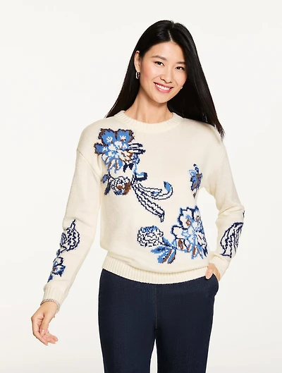 Jacobean Jacquard Crewneck Sweater