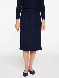 Metallic Mixed Cable Midi Skirt