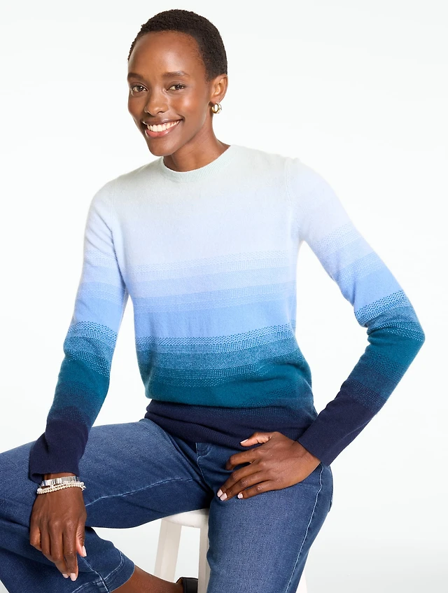 Cashmere Crewneck Sweater - Ombré Stripe