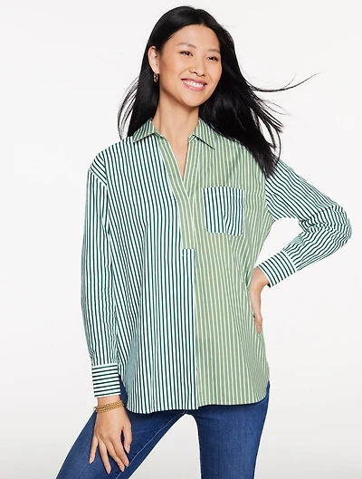 Poplin Top - Tailored Stripe