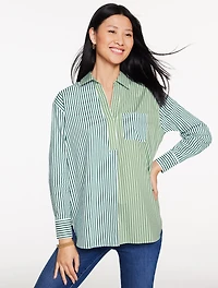 Poplin Top - Tailored Stripe