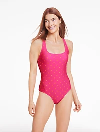 Aqua Club Scoop Neck One-Piece Swimsuit - Aruba Dot