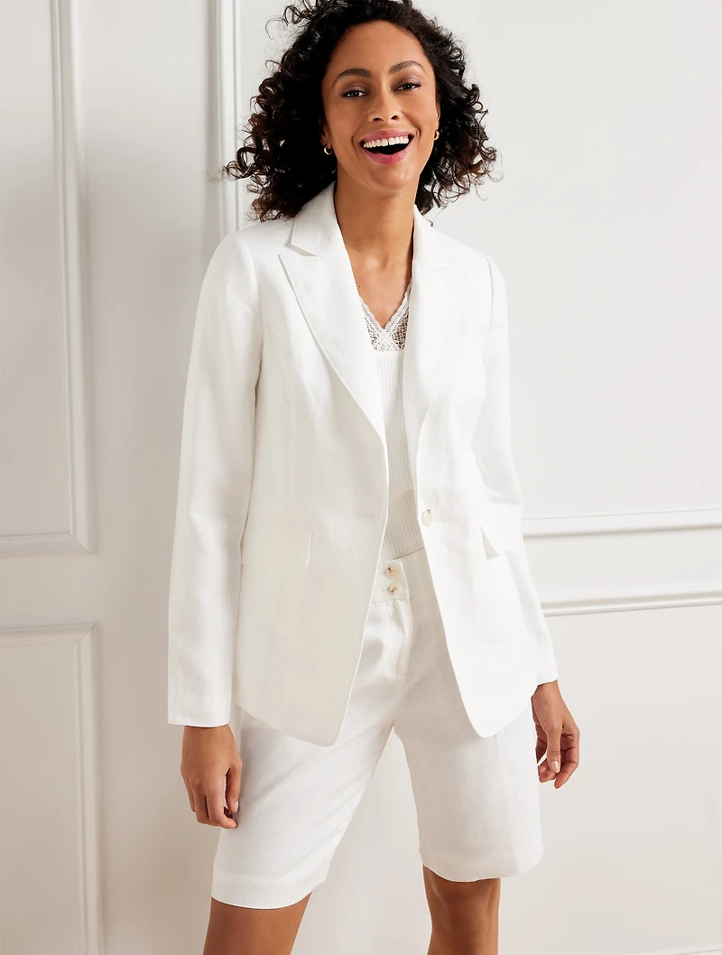 Classic Linen Blazer - White