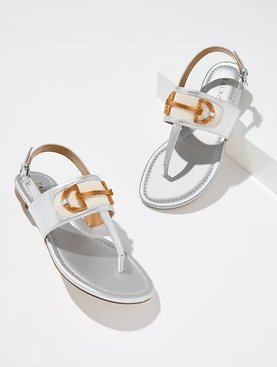 Gia Bit Metallic Nappa Thong Sandals
