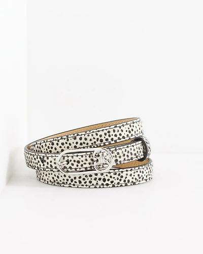 Dotted Calf Hair Slim Belt