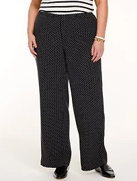 Polished Crepe Wide Leg Pull-On Pants - Micro Dots