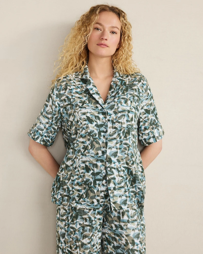 Organic Cotton Gauze Floral Pajama Top