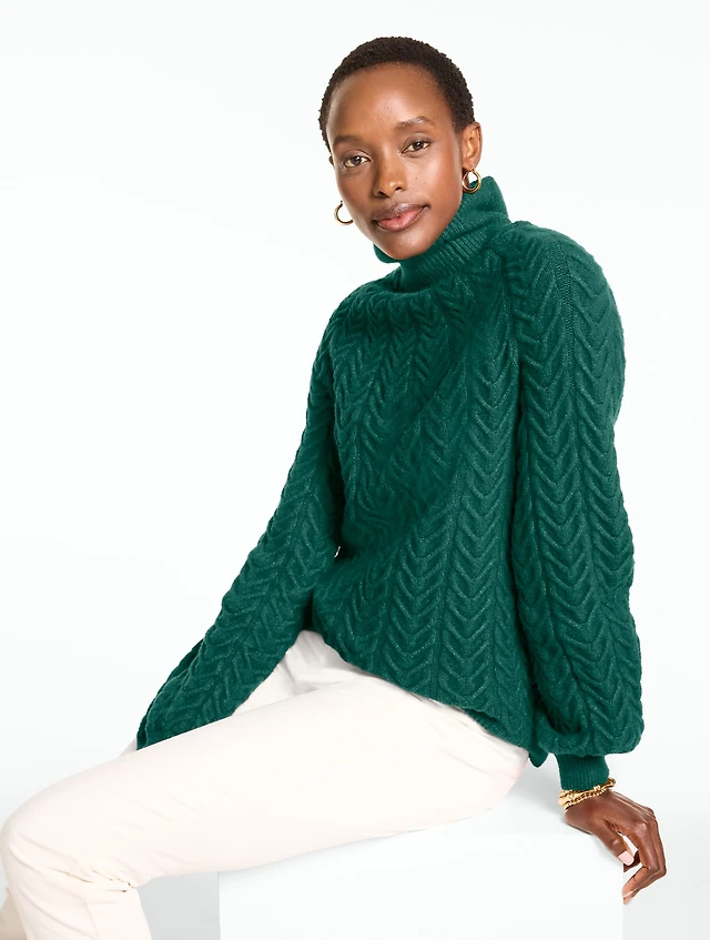 Cable Knit Mockneck Sweater