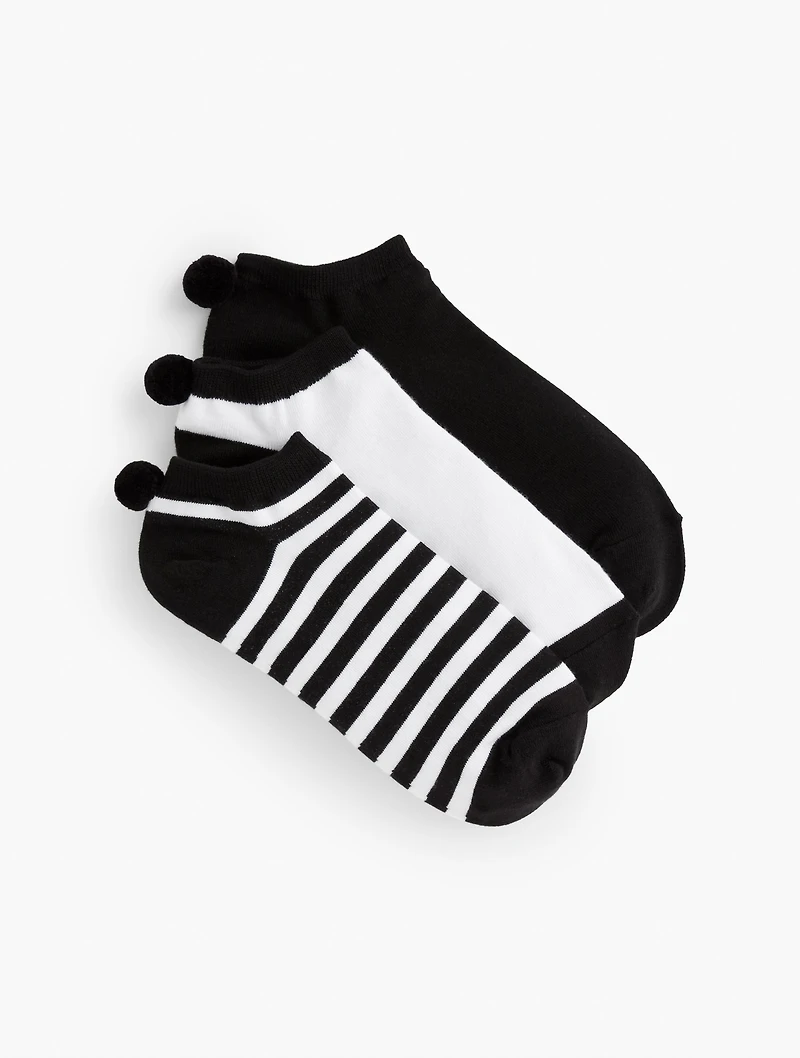Three Pair Pom Socks
