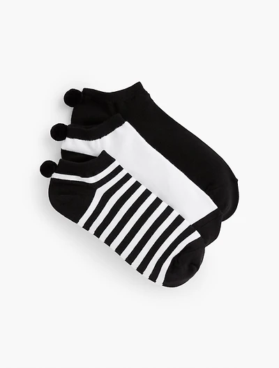 Three Pair Pom Socks