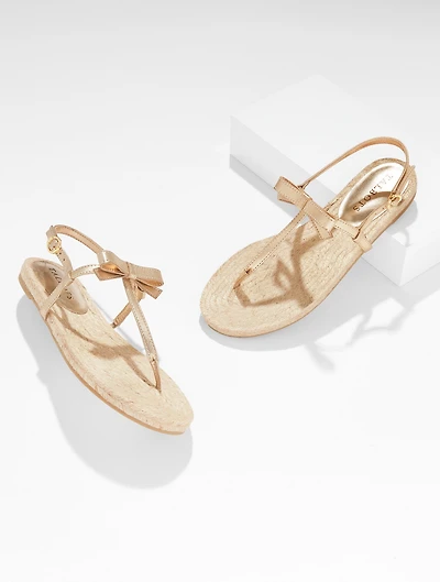 Irina Bow Metallic Nappa Espadrille Sandals