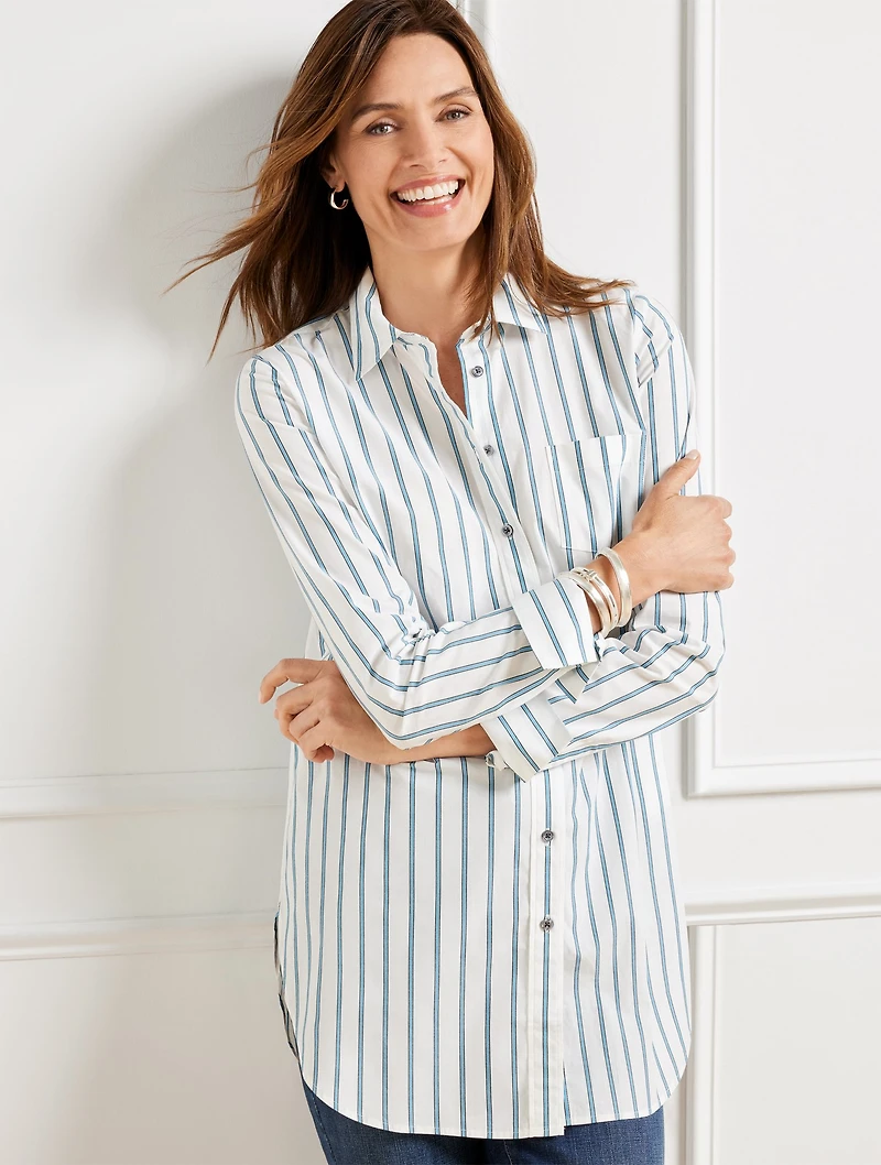 Boyfriend Shirt - Almond Stripe