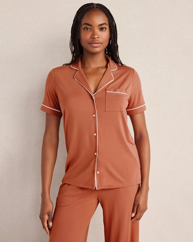 Calm & Cool Notch Collar Pajama Top