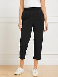 Lightweight Woven Stretch Straight Crop Pants