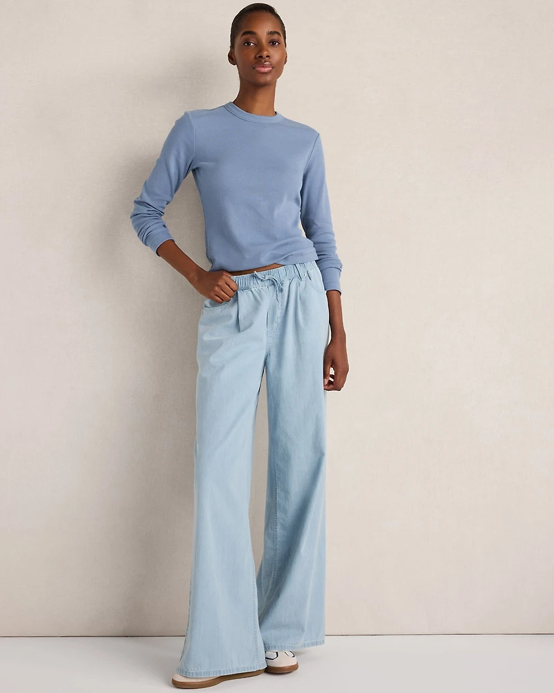 Organic Cotton Denim Wide Leg Pants
