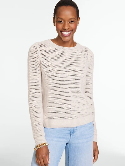 Open Stitch Crewneck Sweater