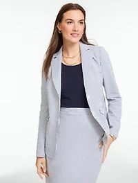 Seersucker Blazer - Market Stripe