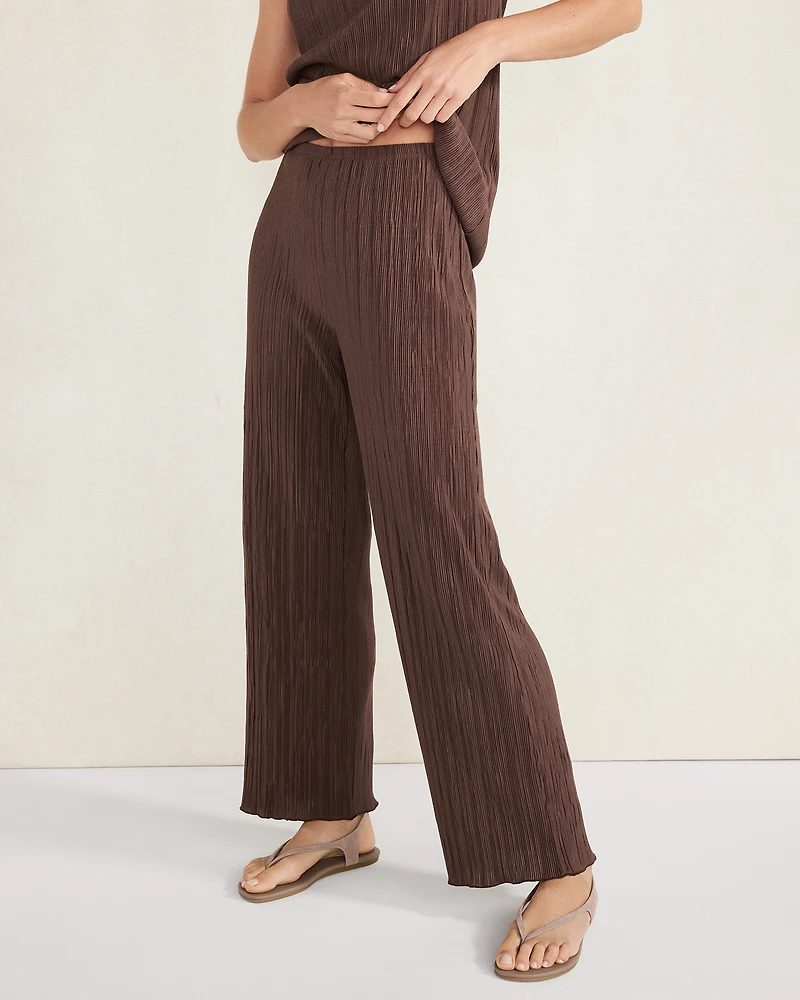 Ribbed Plisse Straight Leg Pants