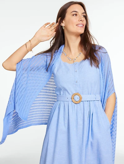 Pointelle Linen Blend Travel Ruana