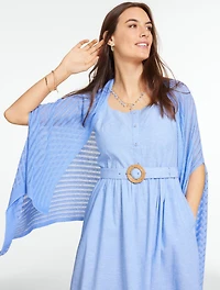 Pointelle Linen Blend Travel Ruana