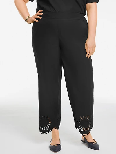 Wide Crop Pull-On Poplin Pants