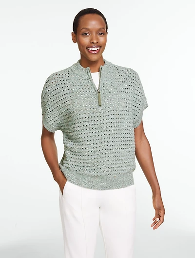 Coolmax® Open Stitch Half-Zip Sweater - Marl