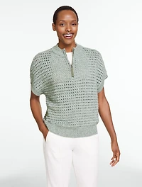 Coolmax® Open Stitch Half-Zip Sweater - Marl