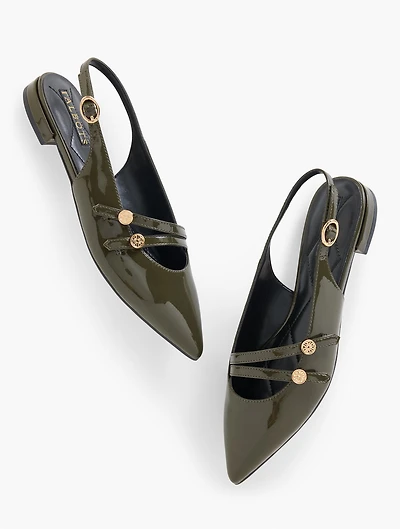 Scarlet Patent Slingback Flats - Pearlized